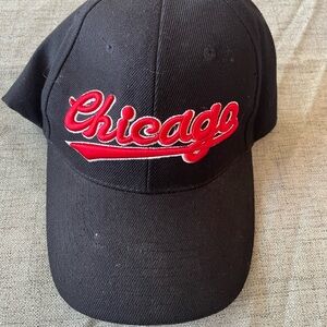 Black Cap with Red Chicago Embroidery